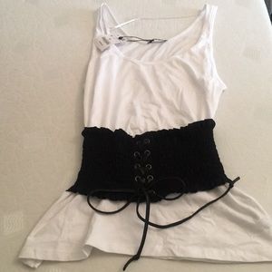 NWT Zara Trafaluc corset tank white top US M